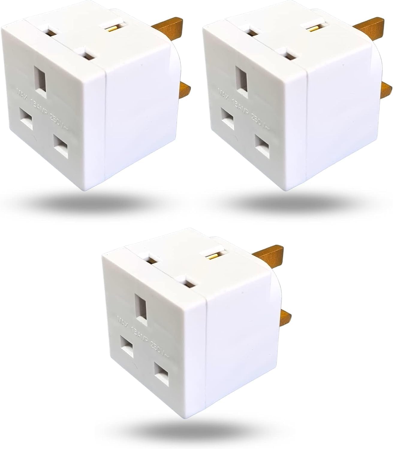 2 Way block plug 2 way plug in block mains adaptor double plug 3 pin