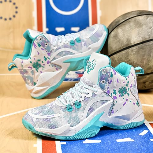 Image of Men's High-Top Basketball Shoes Anti-Slip and Wear-Resistant Soles Running Shoes Graffiti Design Fashionable Sports Shoes