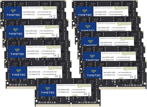 Image of Timetec 160GB KIT (10x16GB) DDR4 3200MHz (PC4-3200AA) PC4-25600 SODIMM Laptop RAM - 260-Pin 1.2V CL22 Non-ECC Unbuffered Memory Module for Laptop, Notebook, Mini PC, All-in-One