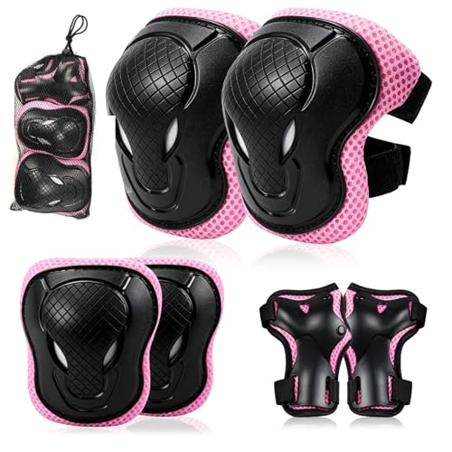 Rodilleras Niños Set Protecciones, Kit Ajustable con Rodilleras Coderas y Muñequeras Equipo Protección Infantil para Patines en Línea Monopatín Scooter Bicicleta Ciclismo Skate