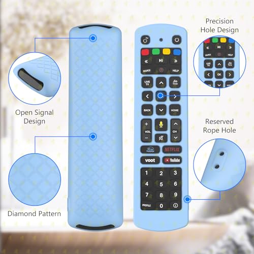 Image of RAYA Silicone Cover Compatible with Jio Tv Set Top Box Remote Protective Case with Lanyard [ Remote NOT Included ] (Blue)