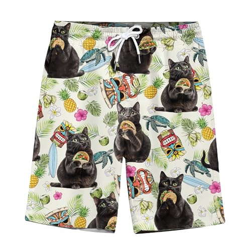 Funny Pattern Holiday Hawaiian Shorts for Men Vintage Summer Colorful Swim Trunks Hawaiian Shorts Mens