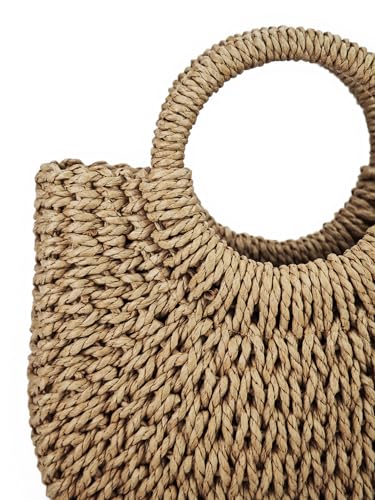 Women's Straw Beach Bag Woven Crossbody Shoulder Bags Summer Handle Satchel Handbag Purse with Chain4