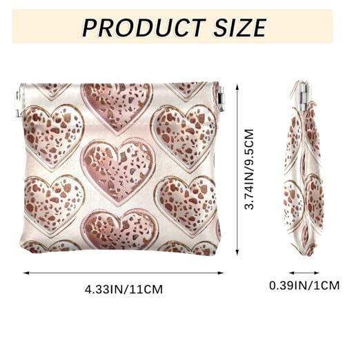Leopard Print Hearts Coin Purse Leather Pouch Change Purse, Squeeze Coin Pouch for Cards, Keys & Lipsticks, Unisex3