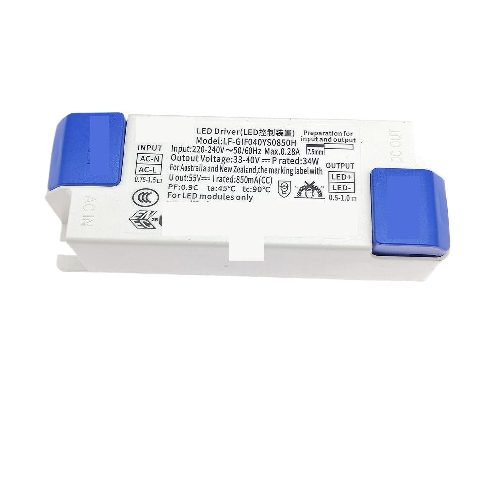 PWANUIGTE LED Driver 800mA-1050mA DC33-40V High PF 0.9 Flicker Lighting Transformer Power Supply for Modules(LF-GIF040YS0850H)