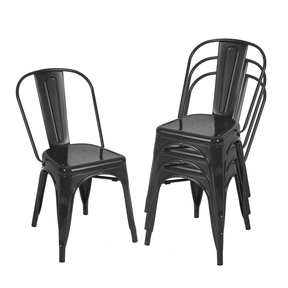 Chairs Patio Dining Chairs Metal Kitchen Dining Room Chairs Black Set