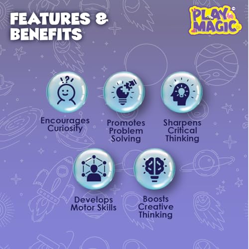 Image of PlayMagic BrainActiv Kaleidoscope & Scratch Art Kit for Kids Age 5-14 - 1 Kaleidoscope, 8 Activity Sheets, 1 CYO Sheet, 2 Scratch Sheets, 2 Stylus, 10 Color Pencils - Return Gift for Boys & Girls