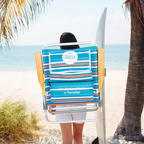 Image of Tommy Bahama 4-Position Extended seat Height Easy in-Easy Out Folding Backpack Beach Chair
