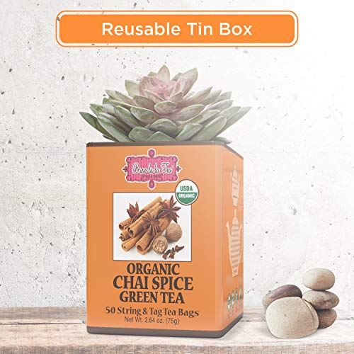 Image of Brew La La Organic Green Tea, Chai Spice Flavor, 50 Tea Bag Tin
