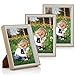 BYLaconic Cadre Photo 10x15 cm (4x6 Pouce), Set de 3 Pièces Cadres Pour Photo avec Plaque Acrylique Transparente Incassable - Grain de Bois/3 Pièces