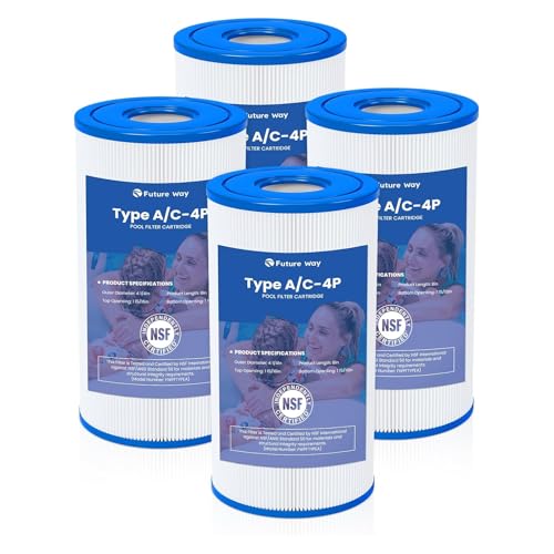 Future Way 4 Pack Type A or C Pool Filter Cartridge Replacement for Intex 29000E/59900E & 1000/1500/530 GPH Filter Pump, Fits Easy Set Above Ground Pools