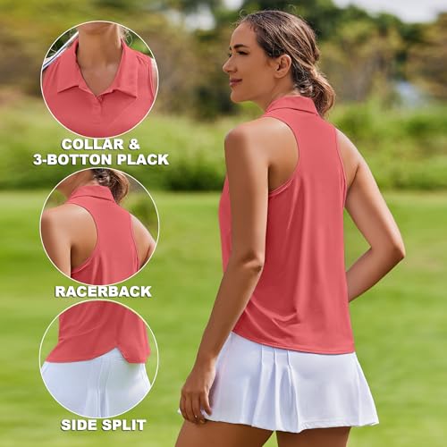 Image of PINSPARK Women's Golf Shirt Racerback UPF 50+ Tennis Tank Top with Collar