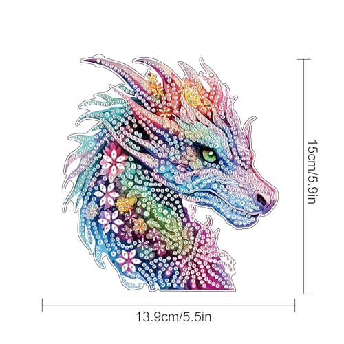 Image of AiYuanzsh Colorful Dragon Diamond Art Painting Hanging Decor - DIY 5D Crystal Rhinestone Art Kit for Adults, Fantasy Window Wall Ornament Craft Gift