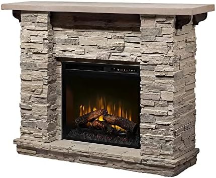 Dimplex Featherston Electric Fireplace with Mantel Surround Package | Pine with Gray Stone-Look, Includes 28" Electric Firebox Heater | 1500W | LED Flames | Remote Control | #GDS28L8-1152LR - Thumbnail 3