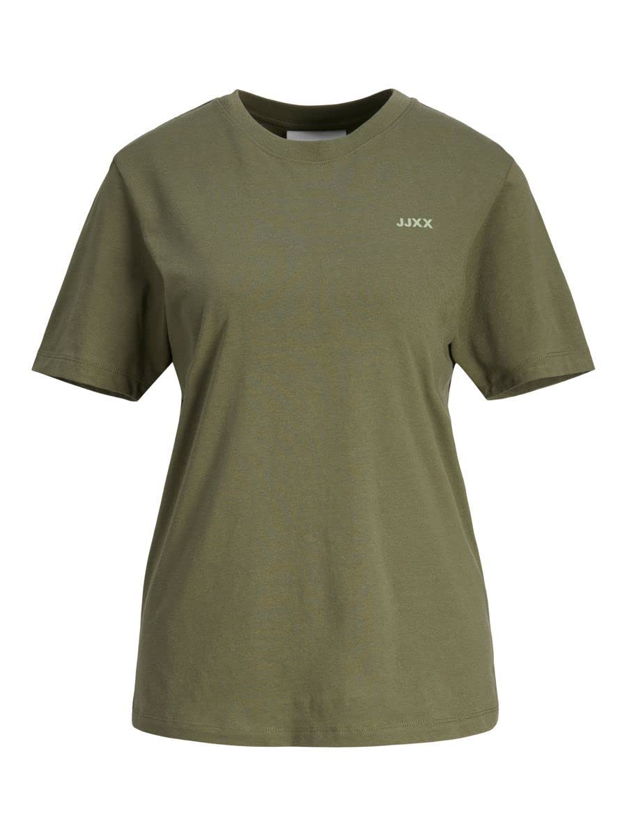 JJXX Women's Jxanna SS Reg Every Small Logo Tee Noos T-Shirt, Four Leaf Clover/Print:Loden Frost JJXX Logo, XS