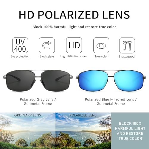 Image of SUNGAIT UV protection Ultra Lightweight Rectangular Polarized Sunglasses