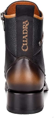 Miniatura 5 de Cuadra Bota minera para hombre en piel auténtica pirarucu y piel bovina con cordones y cremallera