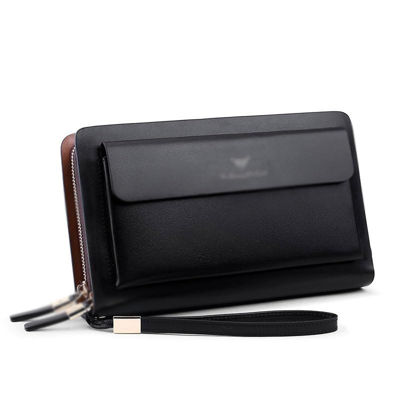 Wallet men's long genuine leather bag, large capacity grab bag, handbag, cowhide bag wallet(D)3