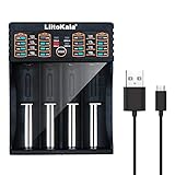 4-Bay USB 18650 Battery Charger with Led Light,Universal Battery Charger for 3.8V 3.7V IMR 18650 26650 RCR123A 14500 16340 LiFeO4 1.2V Ni-MH Ni-Cd AA AAA Battery