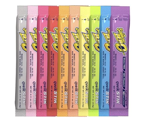 10 Flavor Qwik Stik Assorted, Sugar-Free Electrolyte Powdered Bev...