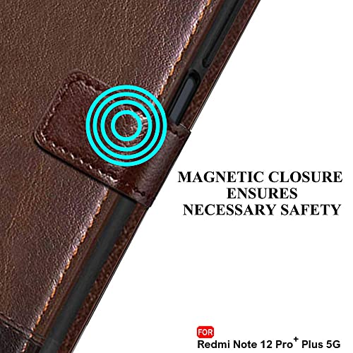 Image of TheGiftKart Flip Back Cover Case for Mi Redmi Note 12 Pro Plus 5G | Dual-Color Leather Finish | Inbuilt Stand & Pockets | Wallet Style Flip Back Case for Redmi Note 12 Pro Plus 5G (Brown & Coffee)