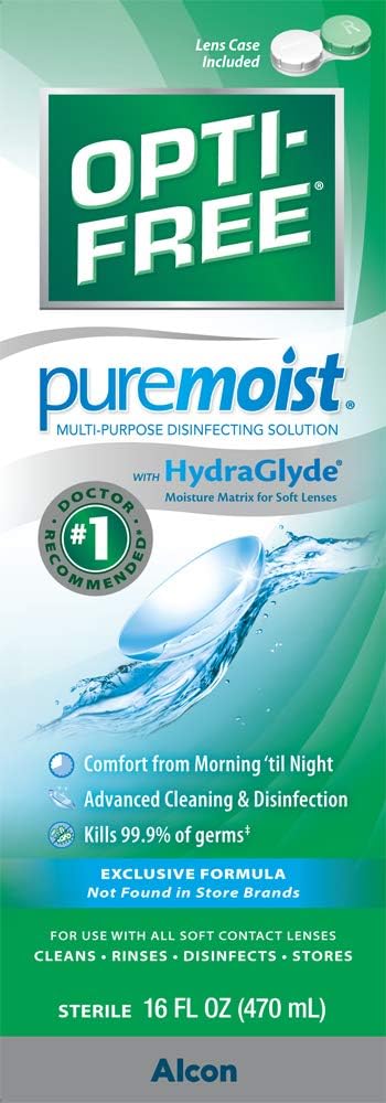 Opti-Free Puremoist Multi-Purpose disinfecting Solution with Lens case, 16 Fl Oz : Health & Household