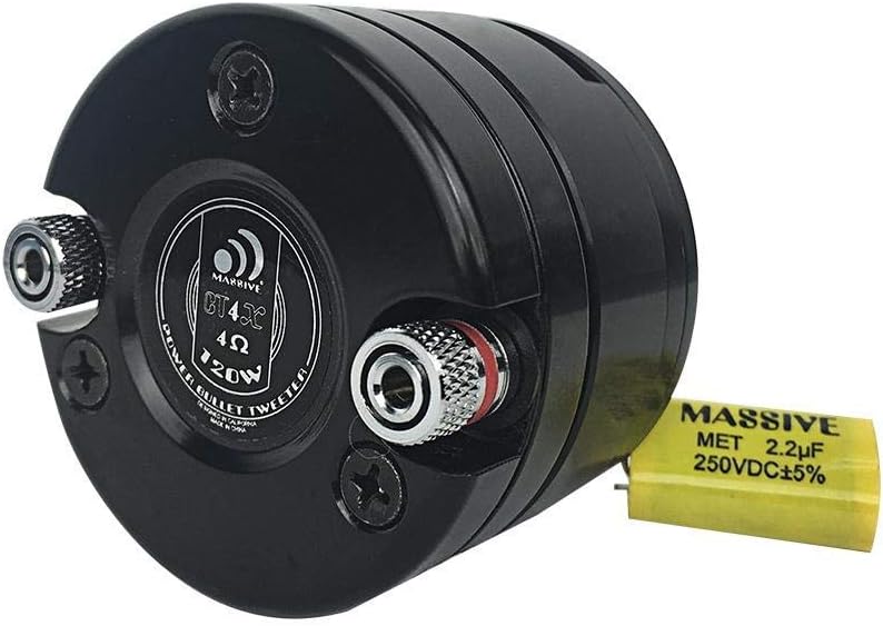 Massive Audio MT1 – 120 Watt / 60 RMS Super Bullet Car Audio Tweeter, Titanium Diaphragm, 38.5mm Voice Coil, Aluminum Phase Plug