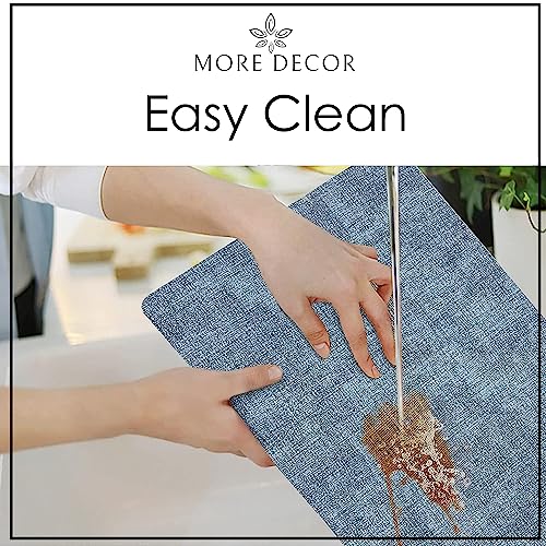 More Décor Faux Leather Placemats Set of 6 for Dining Table – Waterproof, Wipeable, Washable, Stain & Heat Resistant, Non-Slip Table Mats – 12 X 17 Inch, Blue by More Decor - Used condition - Image 5
