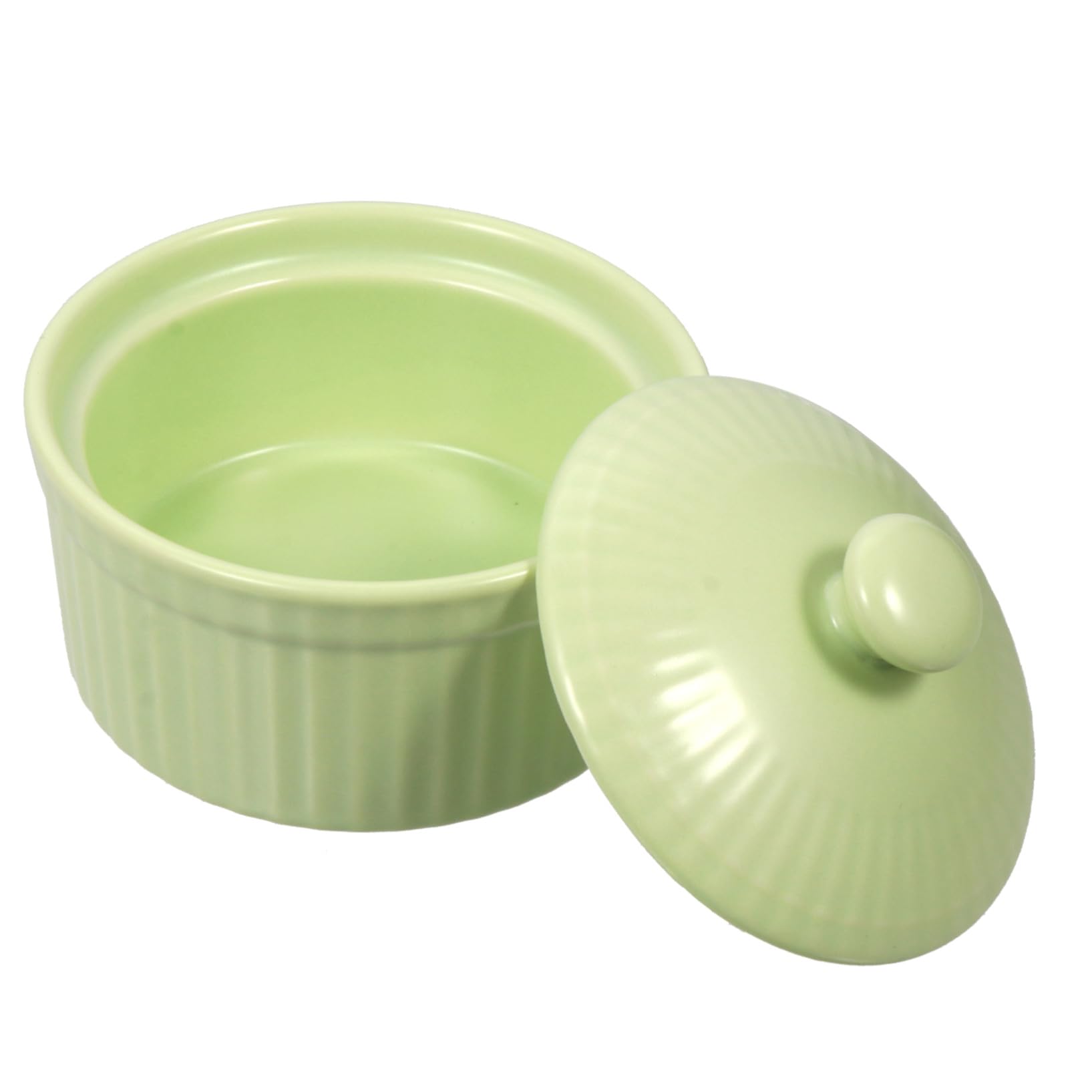 Keramik Puddingschüssel mit Deckel, 1 Stück Grün für Kinder