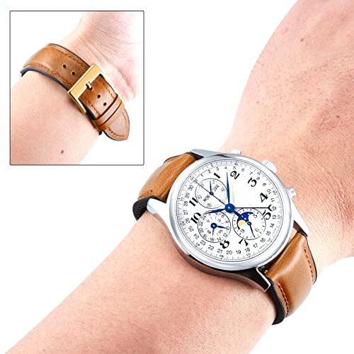Image of BINLUN Leather Watch Band 14mm 16mm 18mm 19mm 20mm 21mm 22mm Quick Release Premium Oil Wax Leather and Breathable Silicone Hybrid Watch Bands Replacement Strap for Men Women