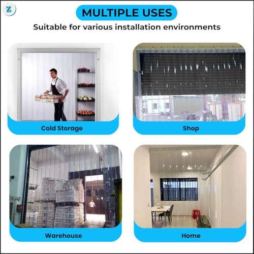 Image of Zenmat 2mm Thick PVC Strip Curtain | Wide Hanger X 6 Feet Long | 8.5 Inch Wide Vinyl Strips | Transparent Door Curtain | Ideal for Office, Balcony, Cold Storage | Customizable Sizes