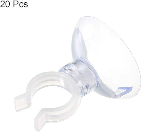Miniatura 3 de uxcell Clips de ventosa para acuario, soportes de tubo de línea aérea, abrazaderas para pecera, transparente, 0.512 in, 20 unidades