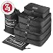 MyTravelUp, 7in1 - TRAVEL PACKING CUBES for everyone who loves travelling, HIGH QUALITY durable material, 2 BAGS for LAUNDRY/SHOES. This travel set will be a SMART ORGANIZER for clothes (Black)
