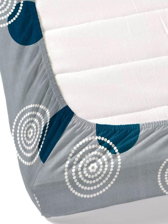 Image of 300 TC Cotton Feel Glace Cotton Elastic Fitted Bedsheet for King Size Double Bed | Fits up to 8 Inch Mattress | Printed Bedsheet with 2 Pillow Covers (Gray Gola, King Size - 72 inchx78 inch)