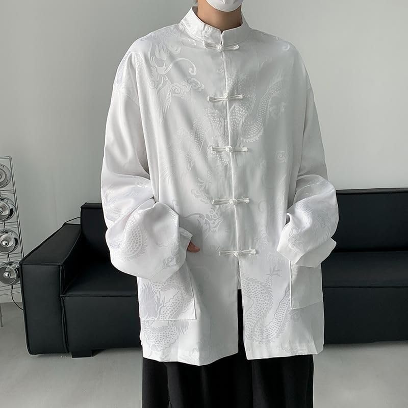 Camisa de estilo chino para hombre con diseño de dragón premium alto 2