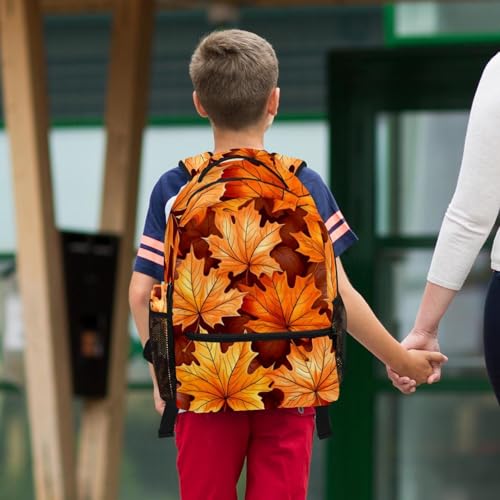 Cartable tendance feuilles d'érable avec trousse pour adolescent et enfant multicolore