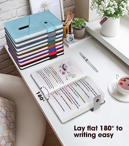 Image of Lined Journal Notebook with Pen, A5 Personalized Hardcover Leather Journal for Men Women, 200 Pages 100 GSM Thick Paper College Ruled Notebooks for Work Travel School Writing Diary 5.9 inch X 8.4 inch Grey