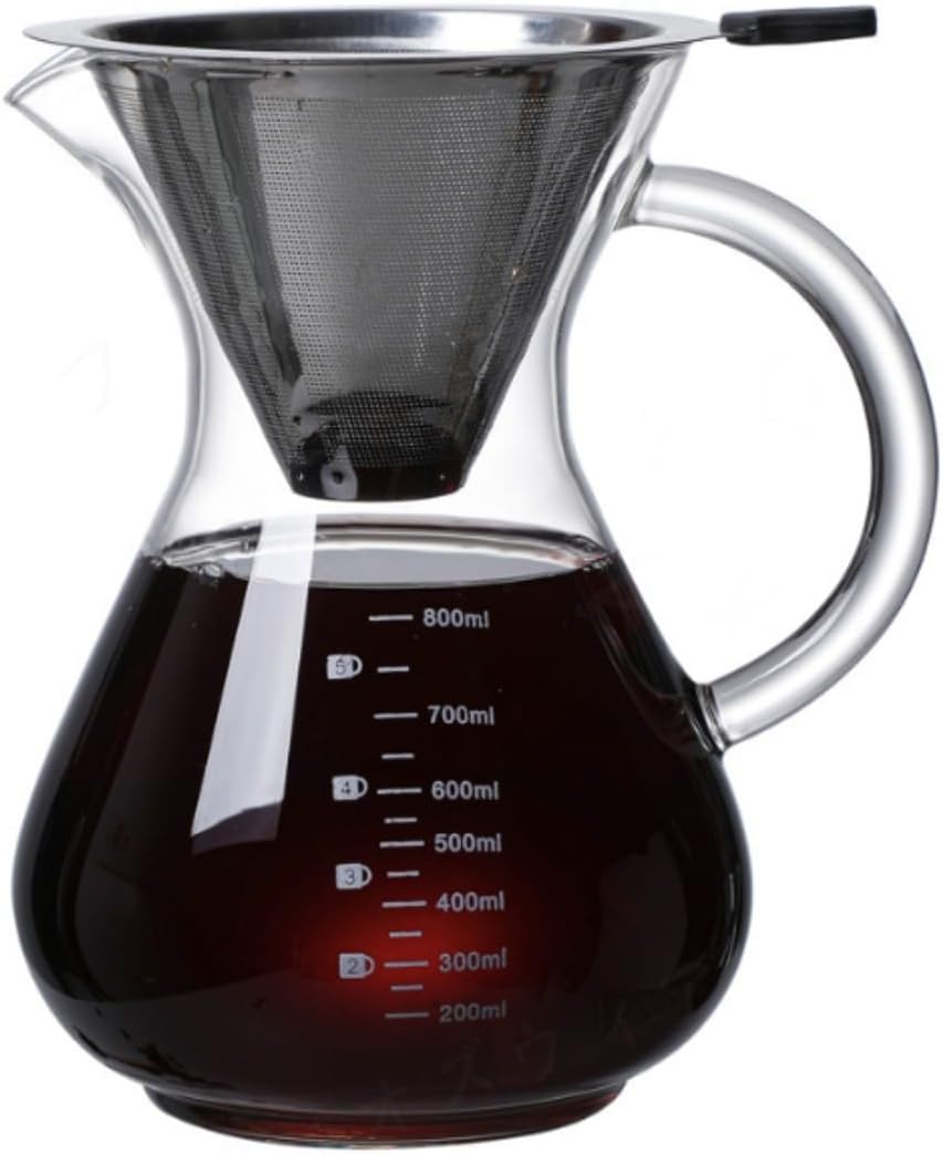 - Multifunctional Coffee Maker, Made of Fizuya Heat Resistant Glass, Large Capacity, Stainless Steel Filter, Drip Filter, Easy to Clean, Perfect for Home, Business, Office, Gift (400 Ml, with