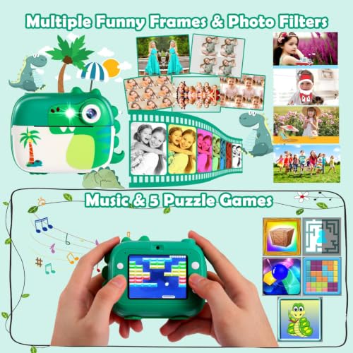 Image of Kids Camera Instant Print,Children Digital Camera Toys with HD Video for Kids Aged 3-12,Christmas Birthday Festival Present for Girls Boys,with 7 Rolls Instant Paper,M3