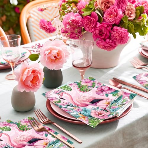 20 Stück Flamingo-Party-Servietten, Cocktail-Servietten, Dinner-Servietten, weiche Party-Papierservietten, Geschirr für Geburtstag, Hawaii-Party, Flamingo-Themenparty-Dekorationen