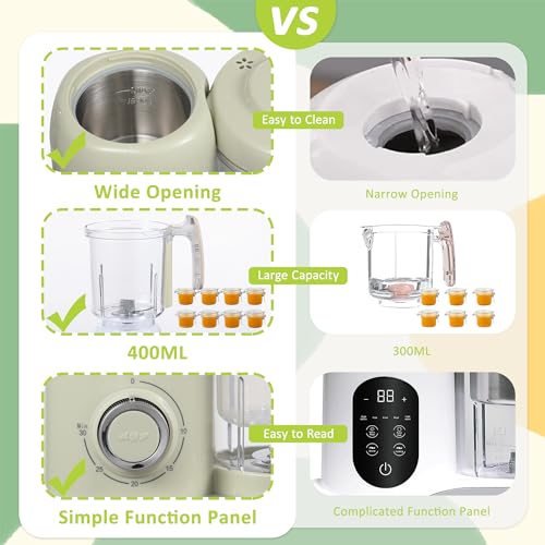 AMZBABYCHEF Baby Food Maker, 4 in 1 Baby Food Processor and Steamer, Puree Blender, Multifunctional Baby Puree Maker, Dishwasher Safe (Green) by AMZBABYCHEF - Image 5
