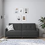 DHP Andora 76 Inch Futon Sofa Bed, Modern Upholstered Couch Sleeper with Button Tufted Back and Seat, Grey - Image 2