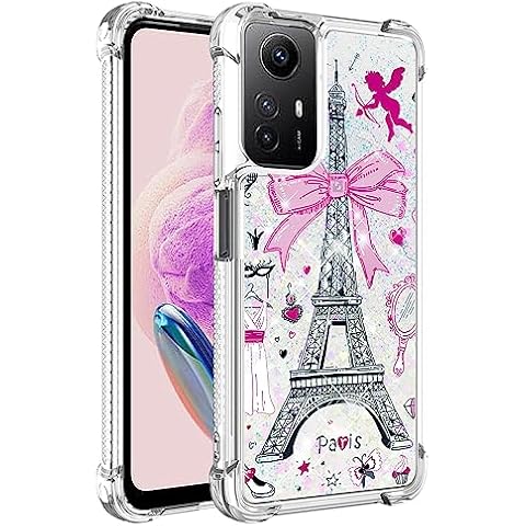 LETON Moving Quicksand Case for Redmi Note 12S 4G Glitter Bling Case for Girls Sparkle Liquid Transparent Soft TPU Cover Case Redmi Note 12S 4G Pink Cover