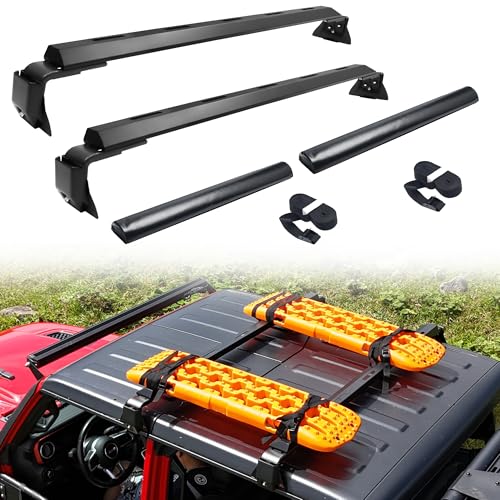 200 Lbs Load Capacity Roof Rack Crossbars Compatible for 2007-2025 Wrangler JK JL JLU & Gladiator JT 2 Door 4 Door Hardtop Only, Solid Steel Luggage Cargo Racks Carrier