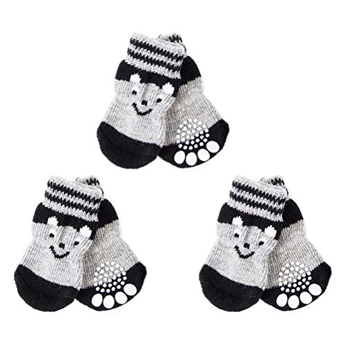 TEHAUX 3 Pairs Dog Shoe Socks Non-Slip Cotton Dog Shoes