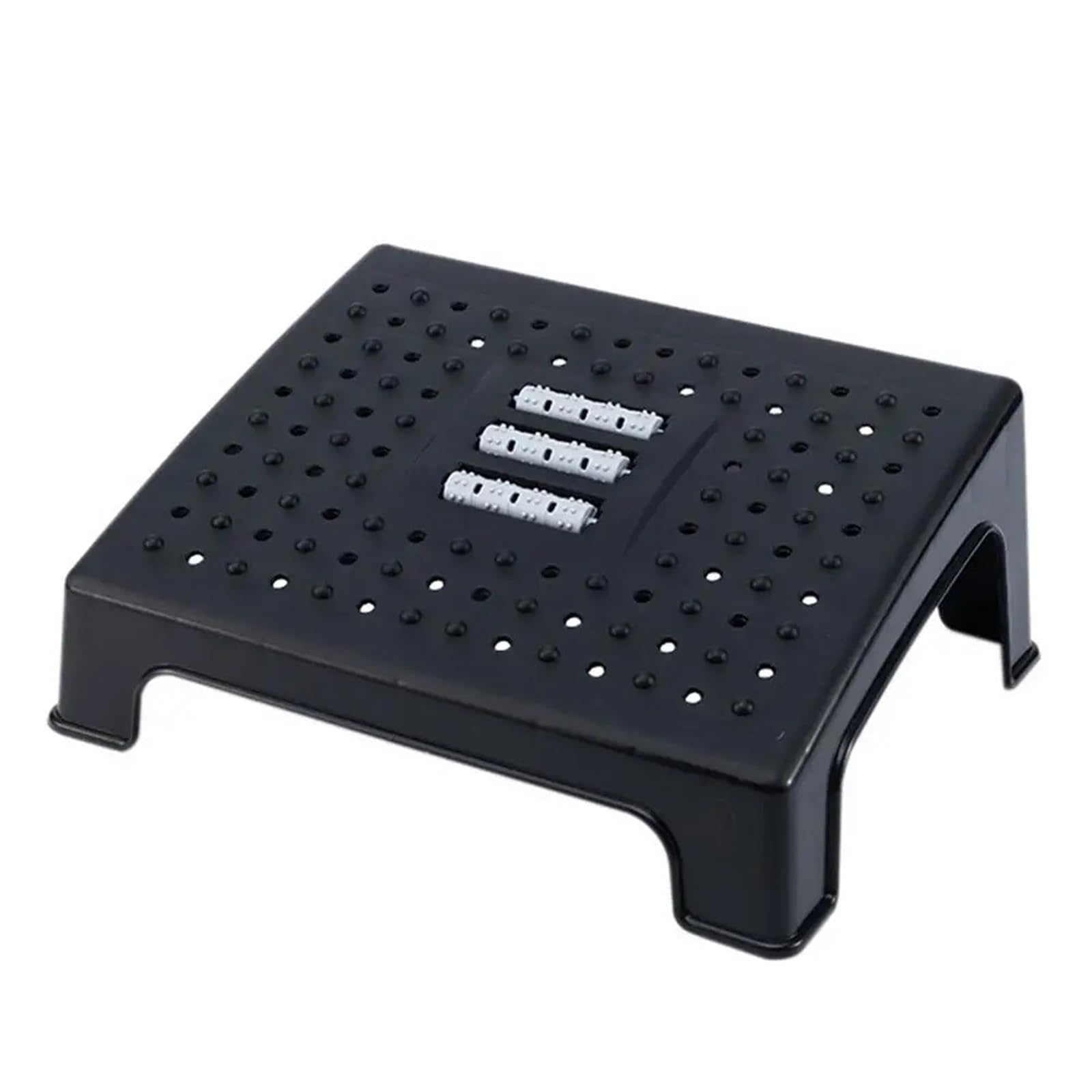 Podnóżek biurowy, Czarny podnóżek pod biurko z rolkami masującymi 14x10,4x5,5 cala