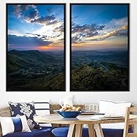 2 Piece Framed Canvas Wall Art Sunset in The Mountains Canvas Prints Home Artwork Decoration for Living Room,Bedroom - 16