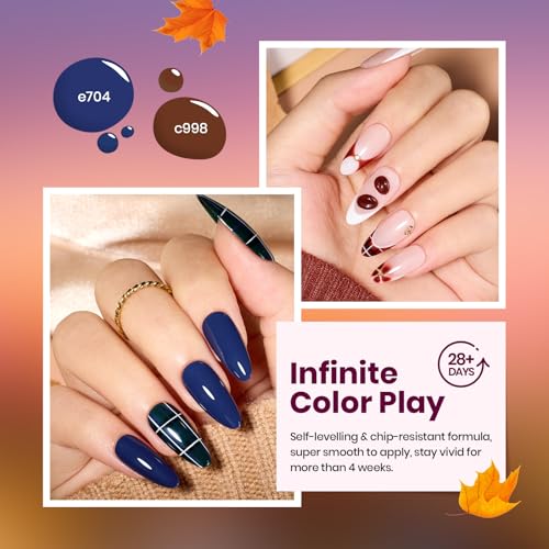 Image of Beetles Fall Gel Polish Set, Dark Brown Burgundy Red Green Colors