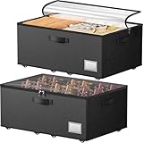 Underbed Storage with Wheels, 2 Pack Under Bed Storage Containers with Clear Lids, No Assembly Required 10.1 inch Rolling Under Bed Storage for Clothes, Blankets HK241205-2