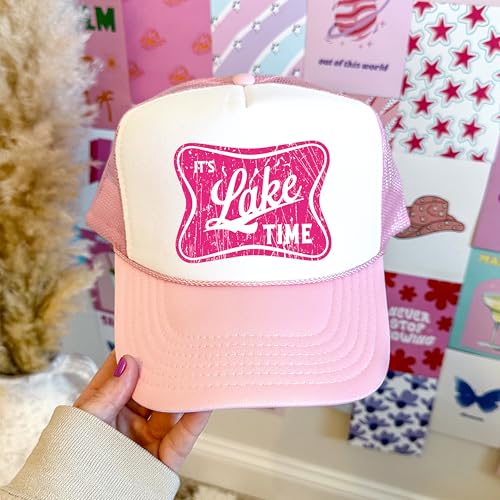 Image of It's Lake Time Summer Classic 5 Panel Foam Front Mesh Snap Back Trucker Hat